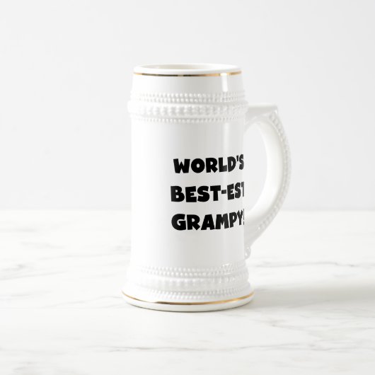 Black Text World's Best Grampy Geschenke Bierglas (VorderseiteRechts)