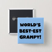 Black Text World's Best Grampy Geschenke Button (Vorne & Hinten)
