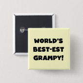 Black Text World's Best Grampy Geschenke Button (Vorne & Hinten)