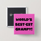 Black Text World's Best Grampy Geschenke Button (Vorne & Hinten)