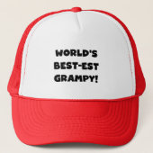 Black Text World's Best Grampy Geschenke Truckerkappe (Vorderseite)
