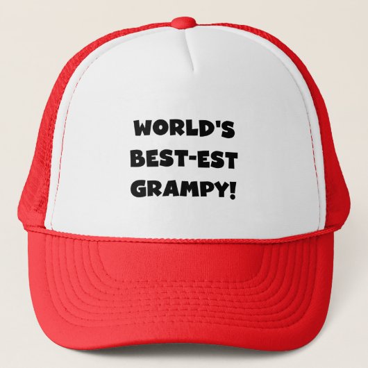 Black Text World's Best Grampy Geschenke Truckerkappe (Vorderseite)