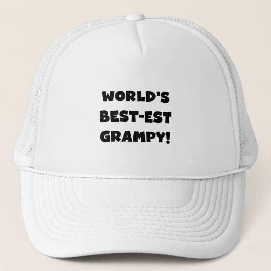 Black Text World's Best Grampy Geschenke Truckerkappe (Vorderseite)
