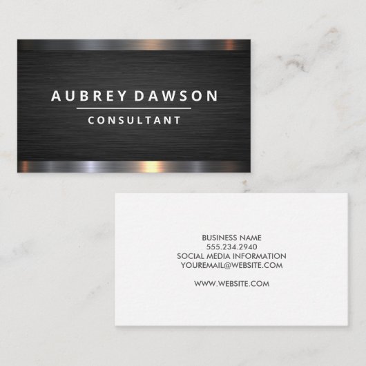 Black Texture Steel Metal Trim Business Card Visitenkarte (Vorne/Hinten)