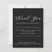 Black Thank You Insert with Discount Code Dankeskarte (Rückseite)