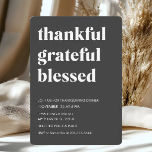 Black Thankful Grateful gesegnet Abendessen Einladung