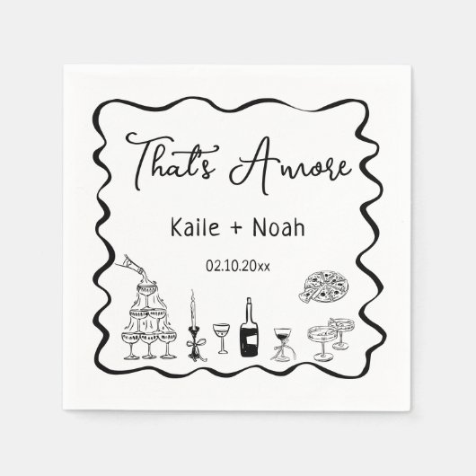 Black That's Amore Engagement Party Serviette (Vorderseite)