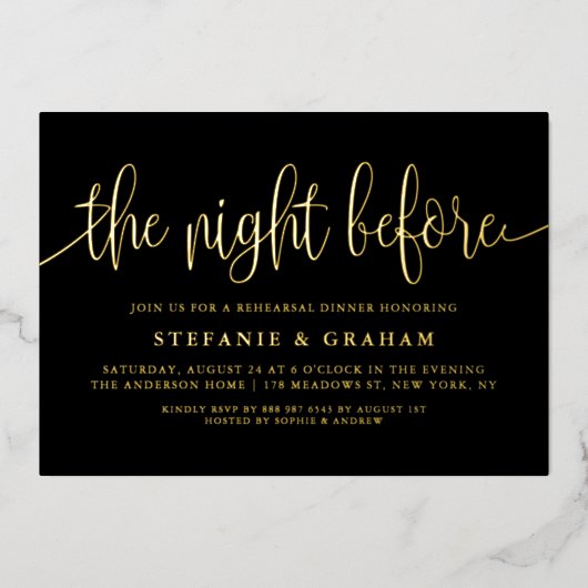 Black The Night Before Script Probe Dinner Folieneinladung (Vorderseite)