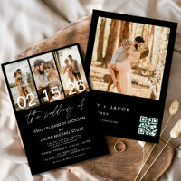 Black The Wedding of Foto QR Code Elegant