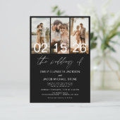 Black The Wedding of Foto QR Code Elegant Einladung (Stehend Vorderseite)