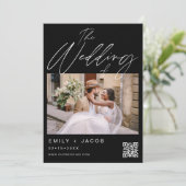 Black The Wedding of Two Foto QR Code Einladung (Stehend Vorderseite)