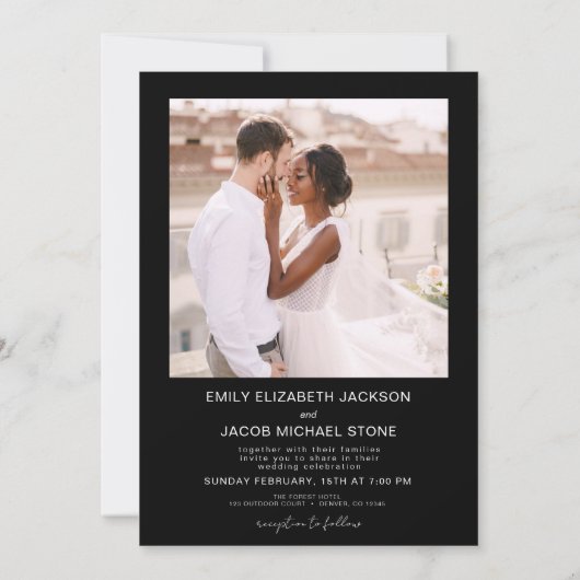 Black The Wedding of Two Foto QR Code Einladung (Rückseite)