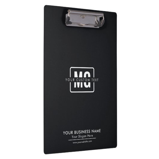 Black Themed Initial Letter Monogram Business Klemmbrett (Rechts)