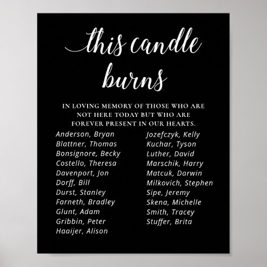 Black This Candle Burns Class Wiedersehen Memorial Poster (Vorne)