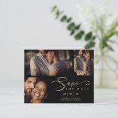 Black Three Fotos Collage Wedding Funny Script (Stehend Vorderseite)