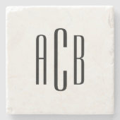 Black Three Letter Monogram Steinuntersetzer (Vorderseite)