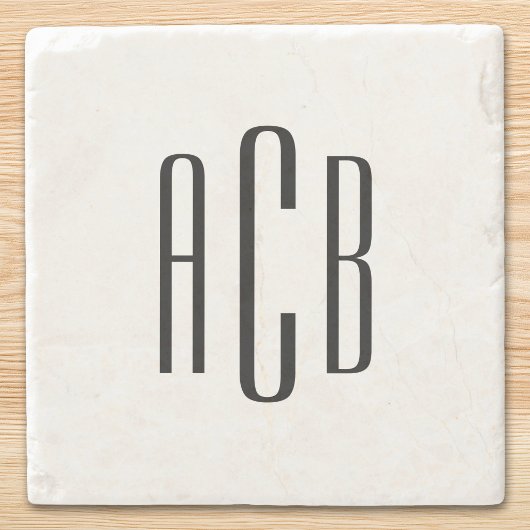 Black Three Letter Monogram Steinuntersetzer