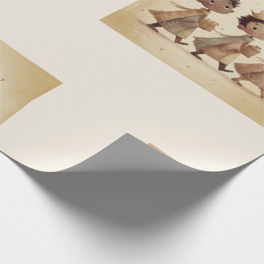 Black Three Wise Men Nativity Wrapping Paper 2 Geschenkpapier (Ecke)