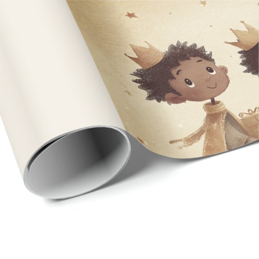 Black Three Wise Men Nativity Wrapping Paper 2 Geschenkpapier (Rolleneckpunkt)