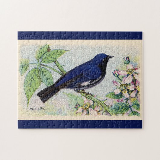 Black Throated Blue Warbler Jigsaw Puzzle (Horizontal)