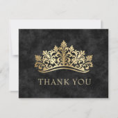 Black Tiara Crown Elegante Quinceanera Dankeskarte (Vorderseite)
