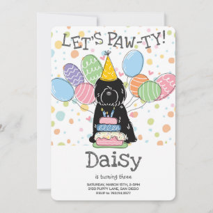 Black Tibeter Terrier Dog Birthday Party Einladung