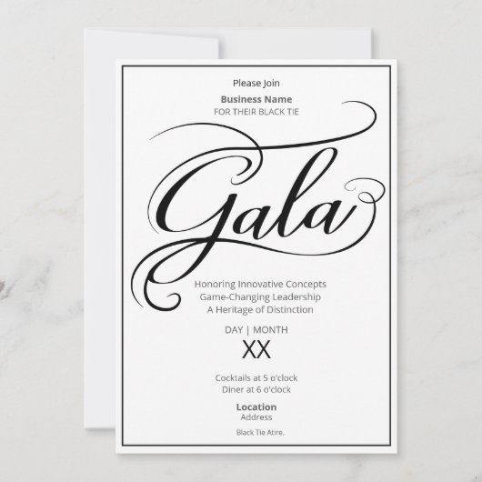 Black Tie Business Gala Invitation Einladung (Vorderseite)