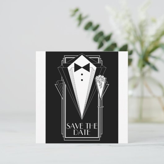 Black Tie Champagne Save The Date (Stehend Vorderseite)