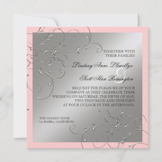 Black Tie Elegance, Silver Wedding Invitations Einladung (Vorderseite)