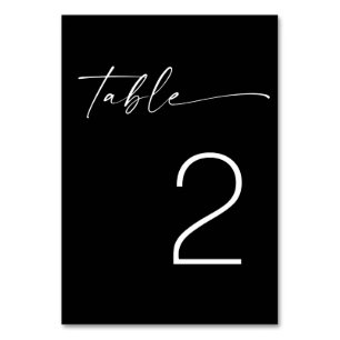 Black-Tie-Minimalismus-Hochzeit Moderne Schrift Tischnummer