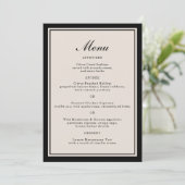 Black Tie Wedding Classic Menu Card Einladung (Stehend Vorderseite)
