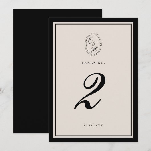 Black Tie Wedding Classic Table Number Einladung (Vorne/Hinten)