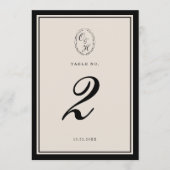 Black Tie Wedding Classic Table Number Einladung (Vorderseite)