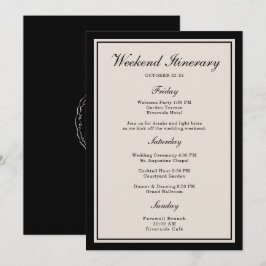 Black Tie Wedding Weekend Itinerary Card Einladung