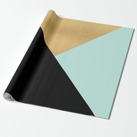 Black Tiffany Mint Aqua Black Gold Pastel Geometri Geschenkpapier (Ungerollt)