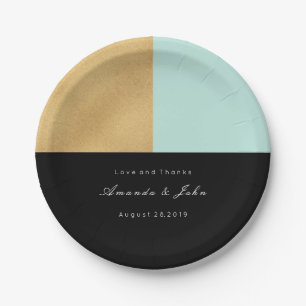 Black Tiffany Mint Gold Pastel Bridal Wedding Pappteller