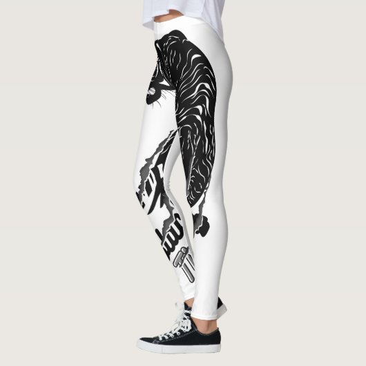 Black Tiger Vector Art mit schwarzem Tiger Text Leggings (Links)