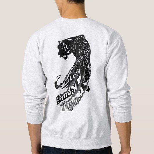 Black Tiger Vector Art mit schwarzem Tiger Text Sweatshirt (Rückseite)