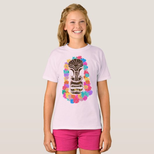 Black Tiki Head Hawaiian T-Shirt (Vorne ganz)