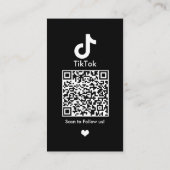 Black TikTok Social Media QR-Code Visitenkarte (Rückseite)