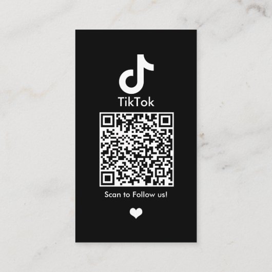 Black TikTok Social Media QR-Code Visitenkarte (Rückseite)