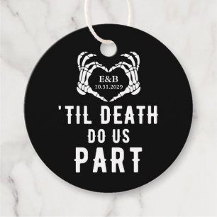 Black Til Death Do us Part Skeleton Hochzeit Runde Geschenkanhänger