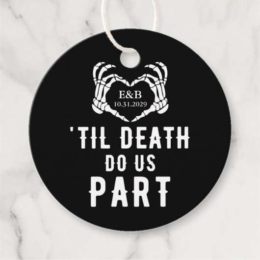 Black Til Death Do Us Part Skeleton Wedding Round Geschenkanhänger (Vorderseite)