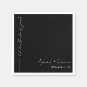 Black Til Death Minimal Wedding Napkin Serviette