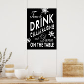 Black Time to Drink Champagne Holiday Poster (Küche)