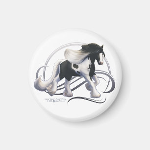 Black Tobiano Sinti und Roma Vanner Pferd Magnet