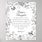 Black Toile De Jouy Diaper Thoughts Baby Shower Poster (Vorne)