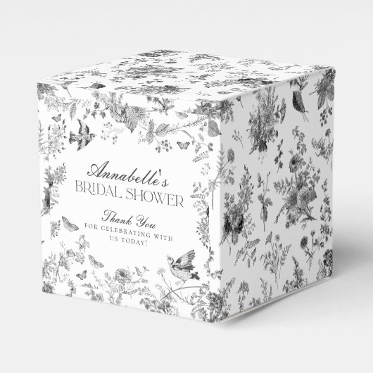 Black Toile De Jouy Floral Brautparty Fevor Box Geschenkschachtel (Vorderseite)