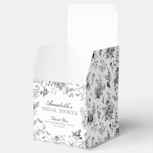 Black Toile De Jouy Floral Brautparty Fevor Box Geschenkschachtel (Geöffnet)