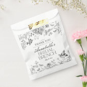 Black Toile De Jouy Floral Bridal Brunch Dessert Geschenktütchen (Versiegelt)